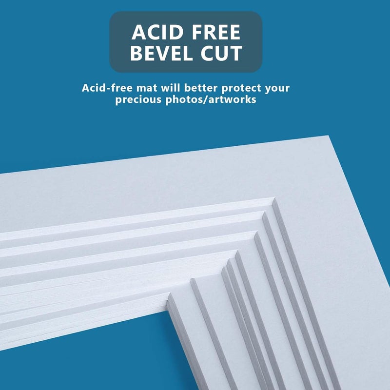 Somime 10 Pack Pre-Cut 12x12 White Picture Mats for 8x8 Photos - White Core Bevel Cut Frame Matte, Acid Free, Ideal for Frames/Artwork/Prints - Image 5